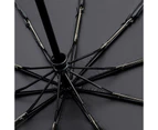 Automatic Umbrella Auto Open Close Compact Folding Anti Rain Windproof 10Ribs Au - Black