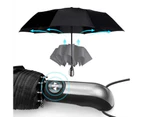Automatic Umbrella Auto Open Close Compact Folding Anti Rain Windproof 10Ribs Au - Wine Red
