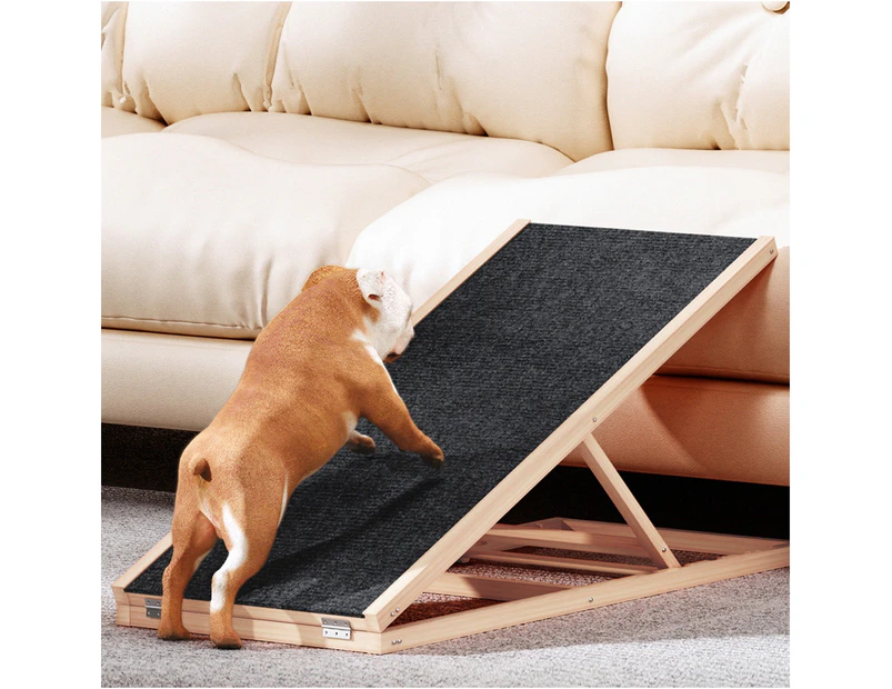 i.Pet Dog Ramp 100cm Adjustable Height Wooden Steps Stairs For Bed Sofa Car Foldable