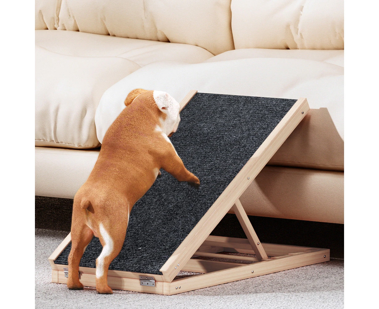 i.Pet Dog Ramp 70cm Adjustable Height Wooden Steps Stairs For Bed Sofa Car Foldable