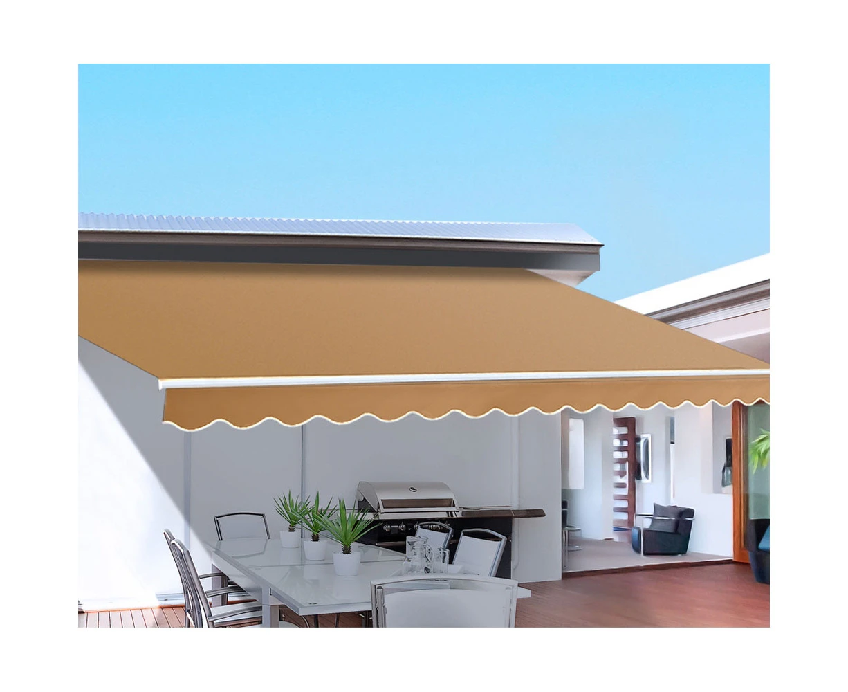 InstaHut Retractable Folding Arm Awning Motorised Sunshade 4Mx3M Beige