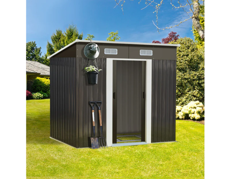 Livsip Garden Shed Outdoor Storage Sheds 1.94x1.21M Workshop Cabin Metal Base