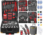 MasterSpec 1240pcs Tool Box Trolley Tool Set DIY Hand Tool Set w/2 Utility Knife