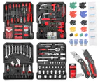 MasterSpec 1240pcs Tool Box Trolley Tool Set DIY Hand Tool Set w/2 Utility Knife