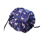 Lazy Cosmetic Bag Printing Drawstring Makeup Case Storage Bag Portable Travel Au - Dark Blue Alpaca
