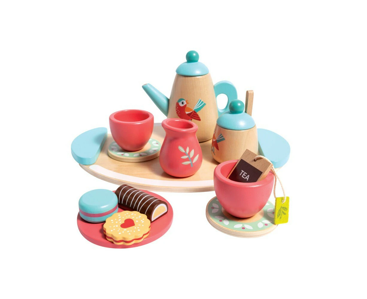 Hape Wooden Tea Set Food/Drink Pretend Play Kids/Toddler Activity Toy Playset 3+