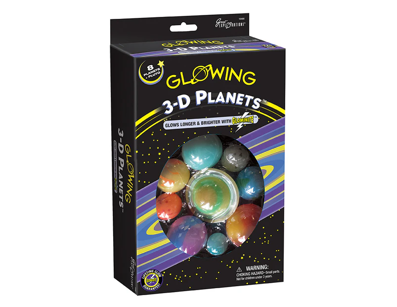 Glowing 3-D Planets Boxed Set Galaxy Solar System Kids Educational Fun Toy 5+