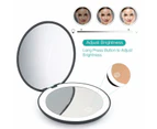 Led Compact Mirror, Rechargeable 1X/10X Magnification Compact Mirror, Dimmable Small Travel Makeup Mirror, Pocket Mirror For Handbag, Purse, Handheld 2-Sid