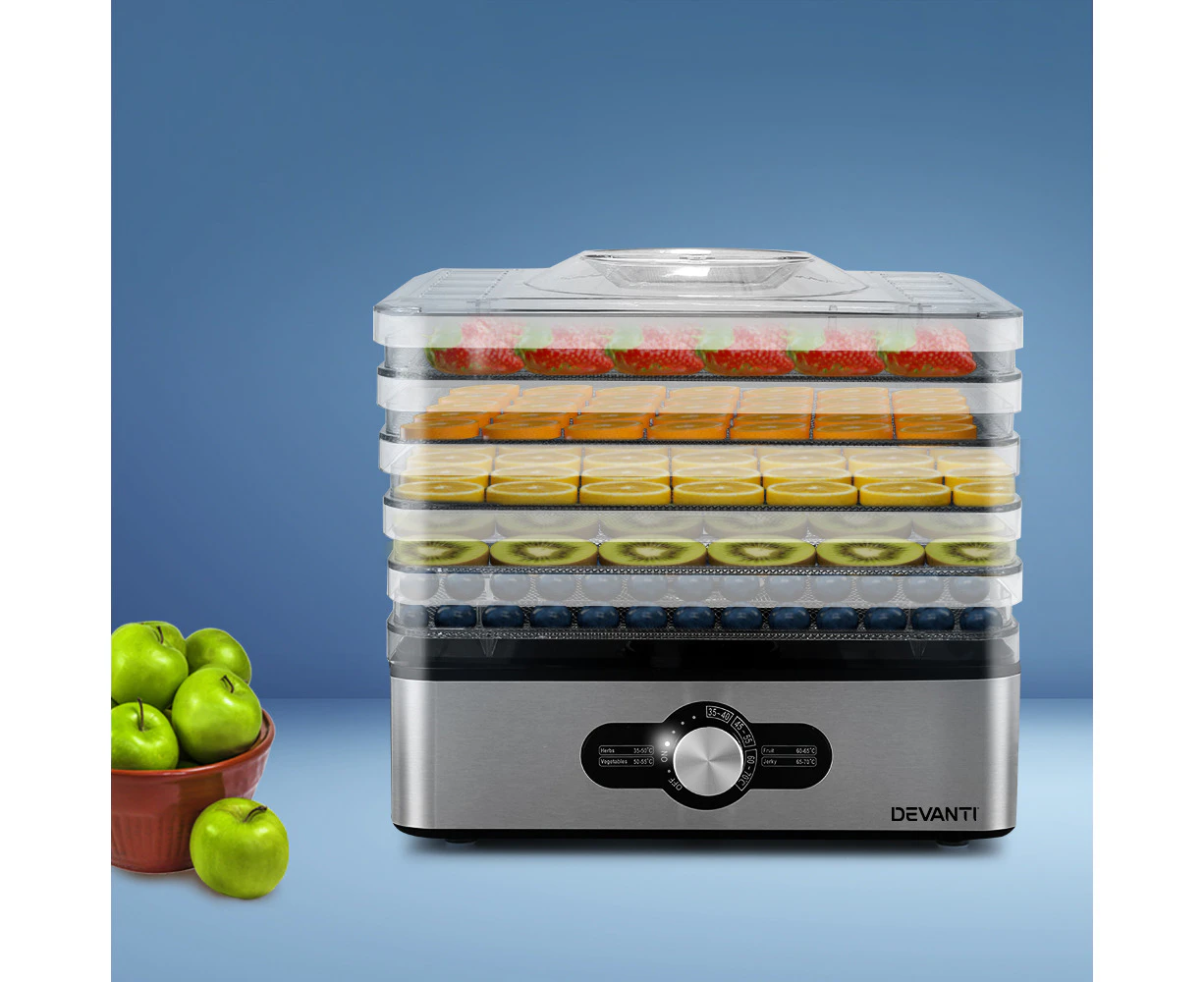 Devanti 5 Trays Food Dehydrator Stainless Steel Tray