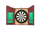 18" Dartboard Dart Board with Steel Darts Wooden Cabinet Party Game