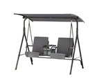 Gardeon Outdoor Swing Chair Garden Furniture Canopy Cup Holder 2 Seater Grey