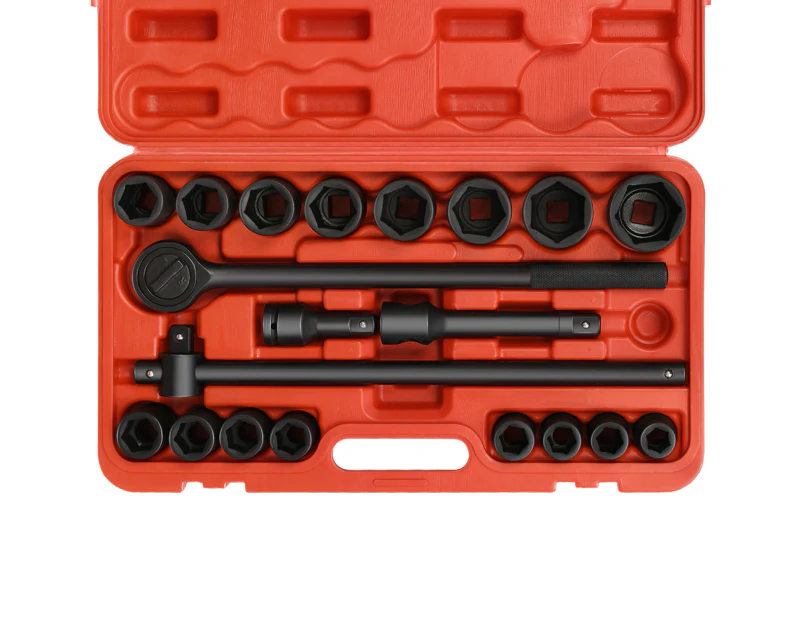 Advwin 21PCS 3/4" Drive Deep Impact Socket Set Ratchets 19-50MM Cr-V Tool Set w/Case Metric