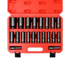 Advwin 20PCS 1/2" Drive Deep Impact Socket Set 8-32MM Cr-V Tool Set w/Case Metric