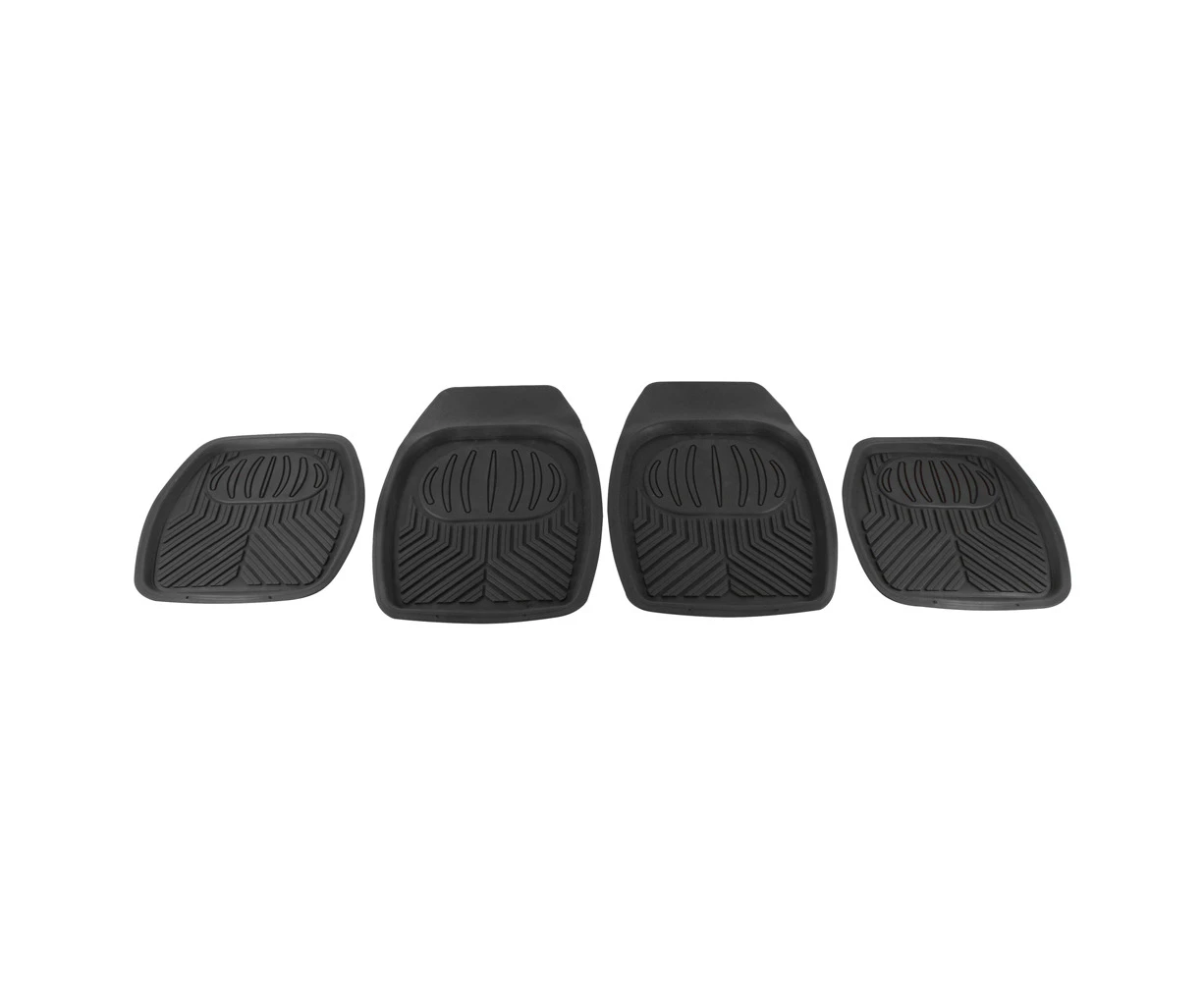 4pc Thorny Devil Car Rubber Floor Mats Carpet Deep Dish Vehicle Accessory Black