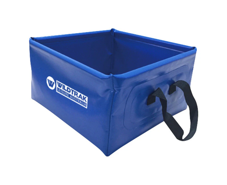 Wildtrak Portable 10L/30cm Folding Sink Outdoor Camping Wash Basin Square Blue