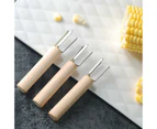 8pcs 16pcs Corn Holders Fork Multi-function Barbecue Corn Tools Wooden Handle 304 Stainless Steel Fork BBQ Barbecue Supplies—16pcs