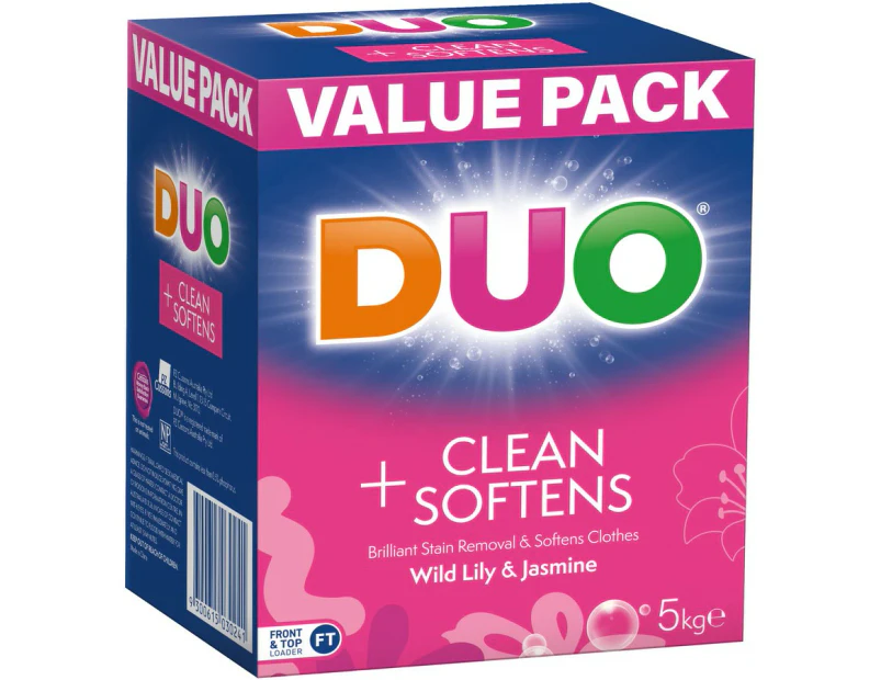 Duo Laundry Powder Detergent Cleans & Softener 5kg Exotic Tigerlily