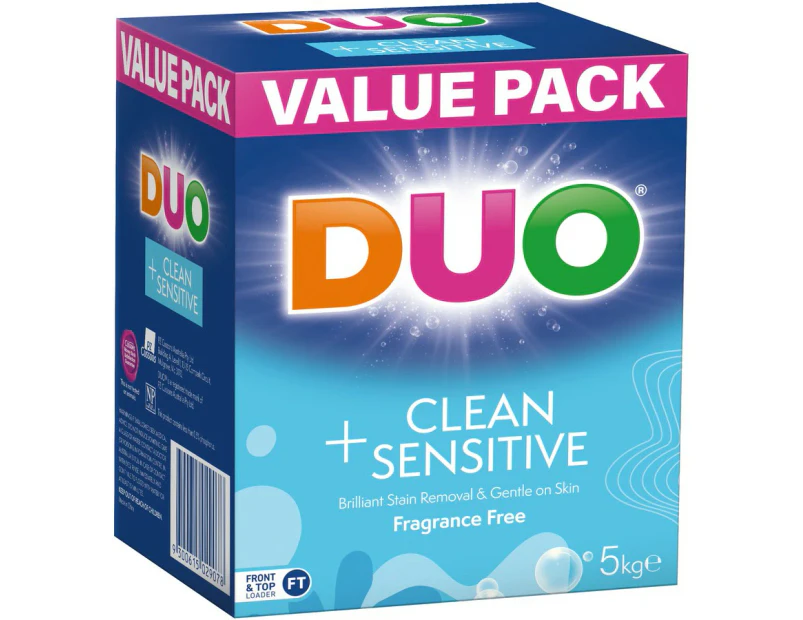 Duo Laundry Powder Detergent Cleans & Cares 5kg Fragrance Free