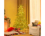 Costway 195CM Pre-Lit Christmas Tree Faux Cypress Xmas Tree PE Hinged Tree w/Timer Holiday Festival