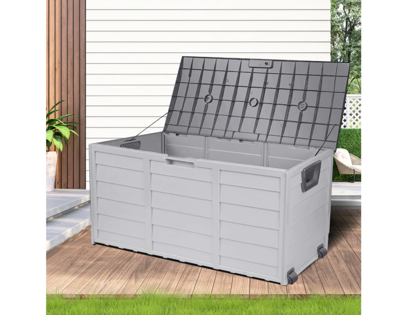 Livsip Outdoor Storage Box Lockable Weatherproof Garden DeckToy Shed 290L GREY