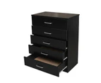 Modern 5-Drawer Chest TallBoy Storage Cabinet - Black