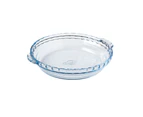 Cuisine 26x23cm Baking Round Glass Pie Dish w/ Handle Oven Tray Bakeware Clear