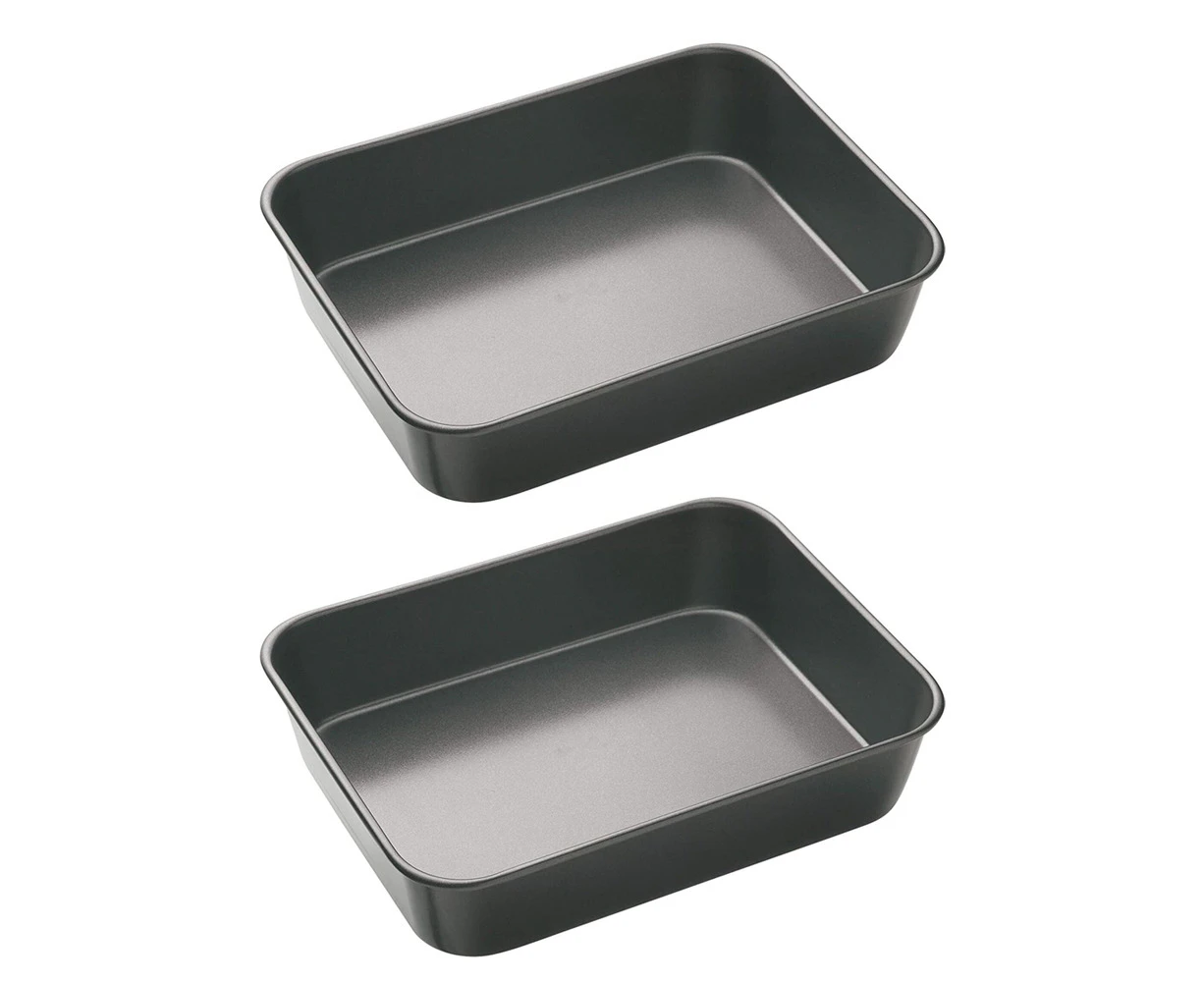 2x Mastercraft 39x28cm Heavy Base Deep Non-Stick Roasting/Baking Pan Large Black