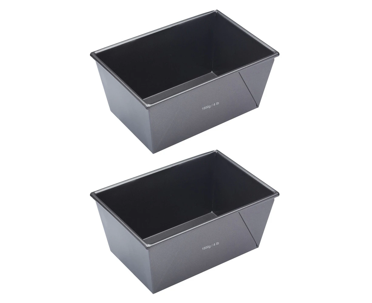 2x Mastercraft 24x16cm Heavy Base Non-Stick Box Sided Loaf/Bread Pan Baking BLK