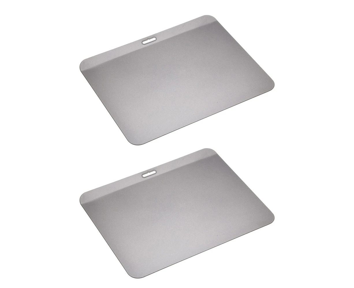 2x Mastercraft 35x28cm Heavy Base Steel Baking Sheet Non-Stick Oven Tray Pan GRY