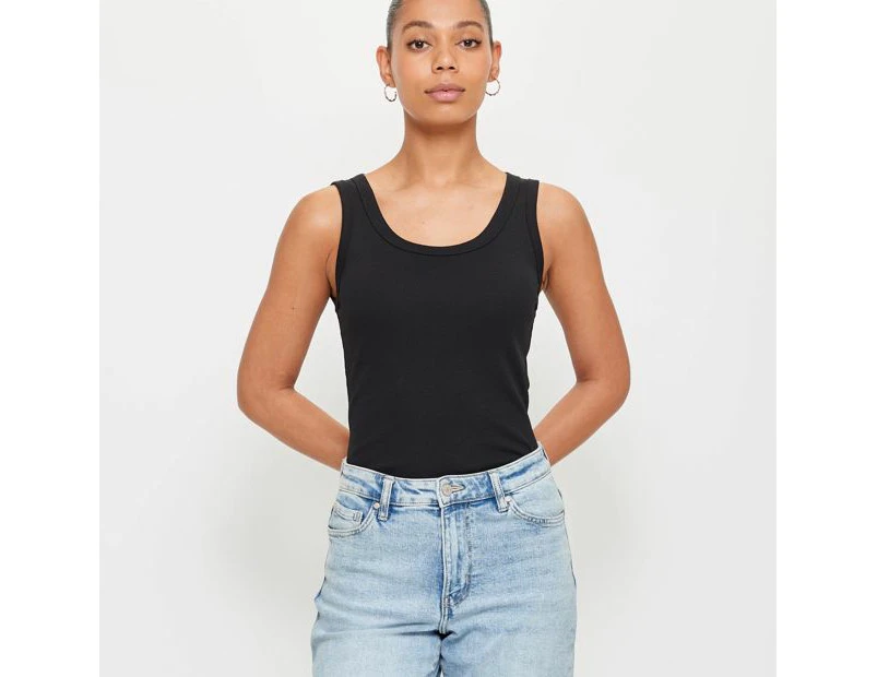 Target Australian Cotton Rib Tank Top - Black