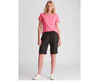 Noni B - Womens Black Shorts - Summer - Linen Clothing - Knee Length Mid Waist - Bermuda - Chino - Casual Fashion Wear - Work Clothes - Good Quality - Black