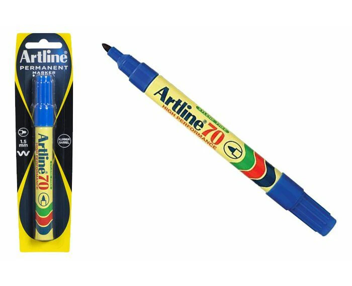 12x Artline 70 Permanent Marker 1.5mm Bullet Nib - Blue Bulk Pack