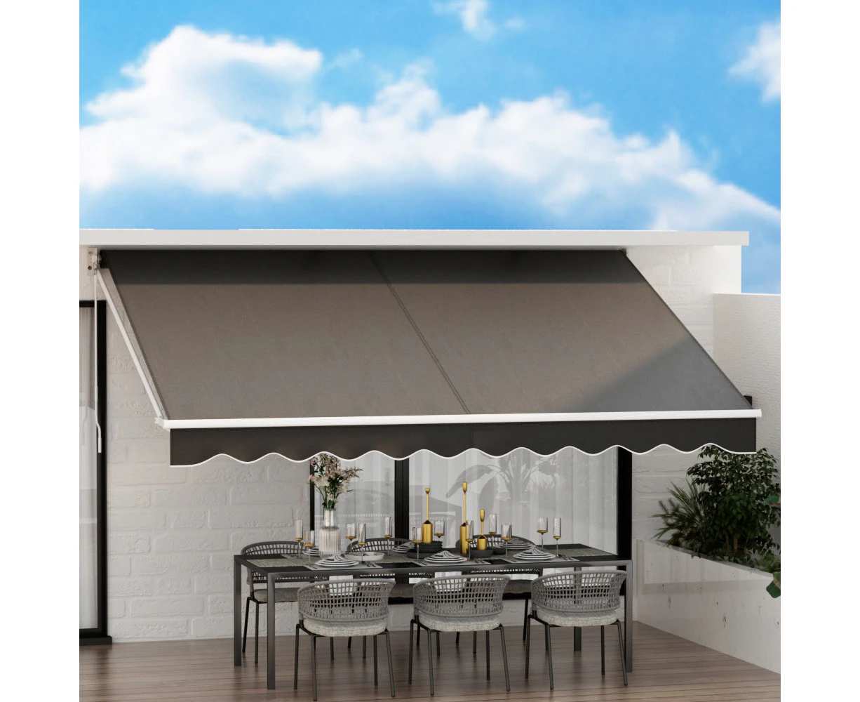 InstaHut Retractable Folding Arm Awning Motorised Sunshade 4Mx2.5M Grey