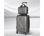 Wanderlite 2pc Luggage 12" 20" Trolley Travel Suitcase Storage Carry On TSA Lock Dark Grey