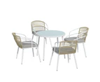 Gardeon Outdoor Dining Set 5 Piece Aluminum Table Chairs Setting White