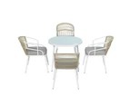 Gardeon Outdoor Dining Set 5 Piece Aluminum Table Chairs Setting White