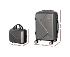 Wanderlite 2pc Luggage 12" 20" Trolley Travel Suitcase Storage Carry On TSA Lock Dark Grey