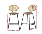 Bar Stools 65cm Set of 2 Kitchen Stool Chairs 65cm PU Leather Seat