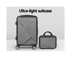 Wanderlite 2pc Luggage 12" 20" Trolley Travel Suitcase Storage Carry On TSA Lock Dark Grey