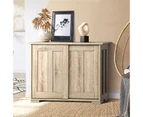 Oikiture Buffet Sideboard Cabinet Doors Storage Cupboard Hallway Table Natural - Natural