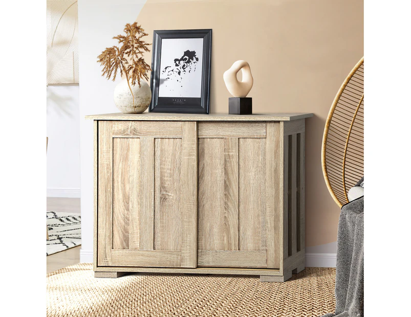 Oikiture Buffet Sideboard Cabinet Doors Storage Cupboard Hallway Table Natural - Natural