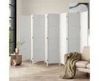Oikiture 8 Panel Room Divider Screen Privacy Dividers Woven Wood Folding White - White