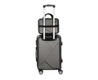 Wanderlite 2pc Luggage 12" 20" Trolley Travel Suitcase Storage Carry On TSA Lock Dark Grey