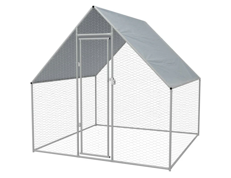 vidaXL Outdoor Chicken Cage Galvanised Steel 2x2x1.92 m