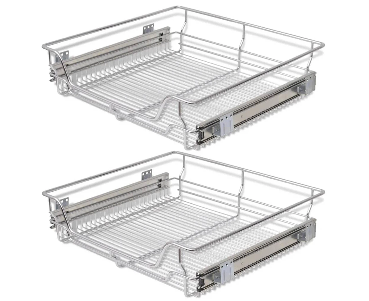 vidaXL Pull-Out Wire Baskets 2 pcs Silver 600 mm