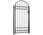 vidaXL Fence Gate with Arched Top and 2 Posts 105x204 cm Black