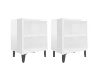 vidaXL Bed Cabinets with Metal Legs 2 pcs High Gloss White 40x30x50 cm