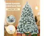 Costway 1.8M/6FT Christmas Tree Hinged Xmas Tree Snowy Pine Needles Mixed PVC, Home Decor Gift Green