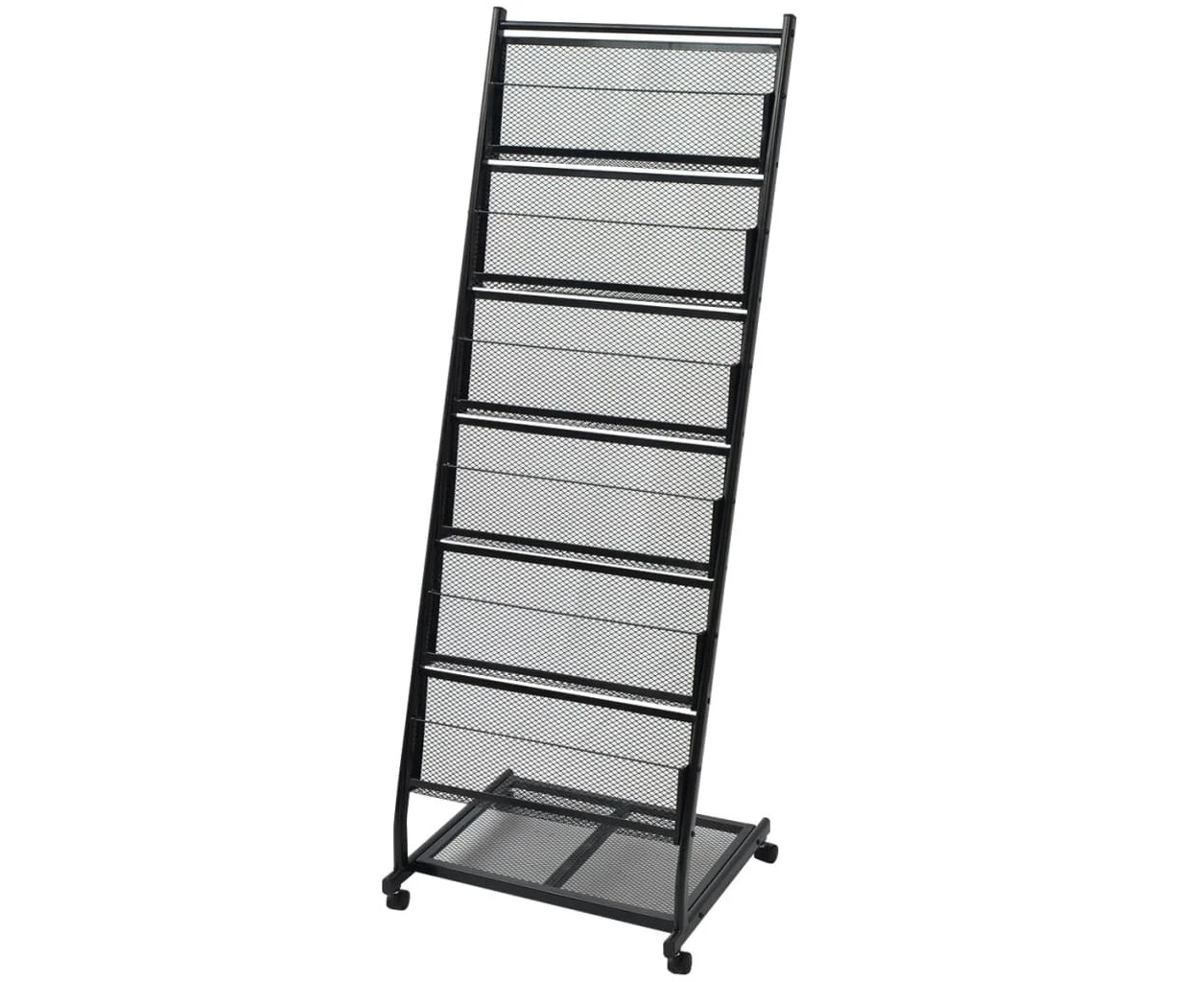 Magazine Rack With Wheels A4 Brochures Book Organiser Display Shelf Steel Holder