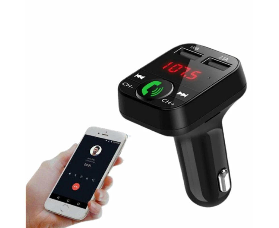 3-in-1 Wireless Car Bluetooth Transmitter - Black